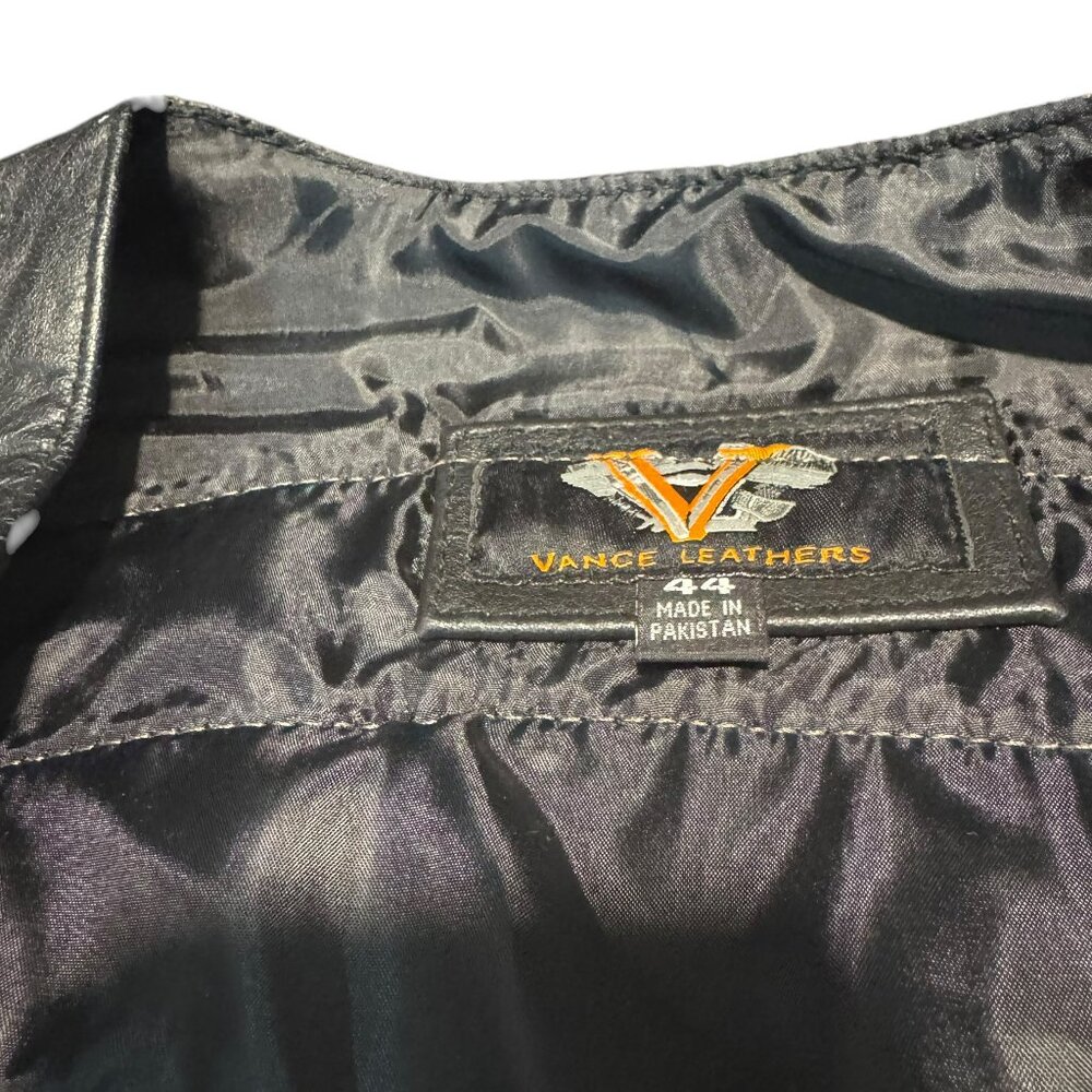 Harley Davidson Vest Mens Sz 44 Black Leather Legendary Eagle Patch Moto… - Picture 3 of 6